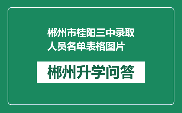 郴州市桂阳三中录取人员名单表格图片