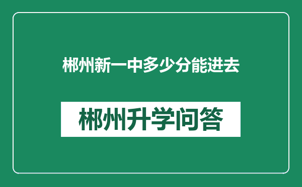 郴州新一中多少分能进去