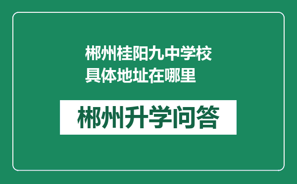 郴州桂阳九中学校具体地址在哪里