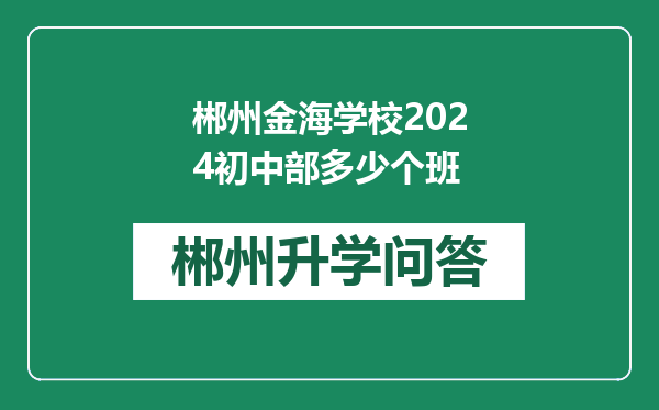 郴州金海学校2024初中部多少个班