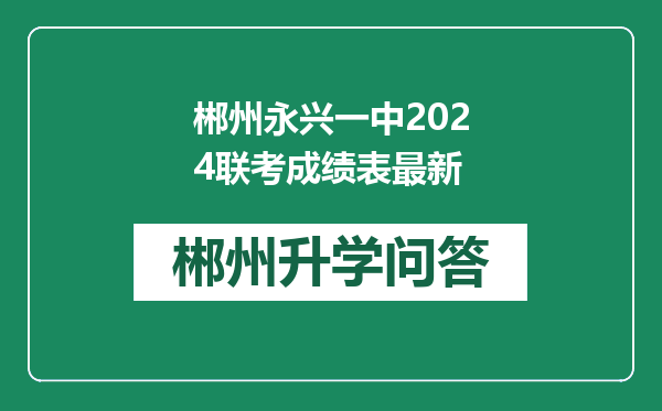 郴州永兴一中2024联考成绩表最新