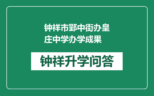 钟祥市郢中街办皇庄中学办学成果