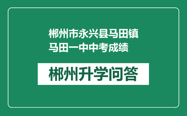 郴州市永兴县马田镇马田一中中考成绩