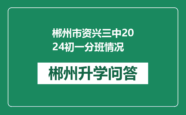 郴州市资兴三中2024初一分班情况