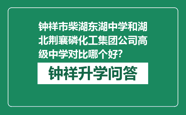 钟祥市柴湖东湖中学和湖北荆襄磷化工集团公司高级中学对比哪个好？