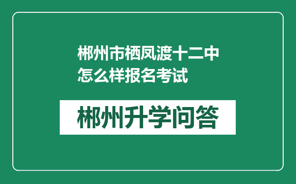 郴州市栖凤渡十二中怎么样报名考试