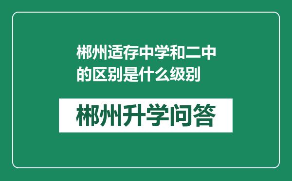 郴州适存中学和二中的区别是什么级别