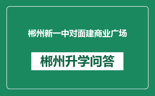 郴州新一中对面建商业广场