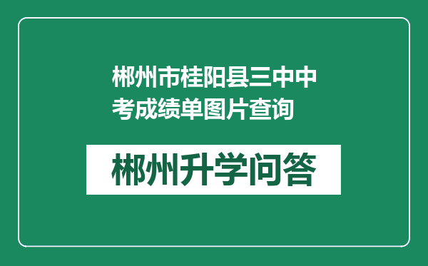 郴州市桂阳县三中中考成绩单图片查询