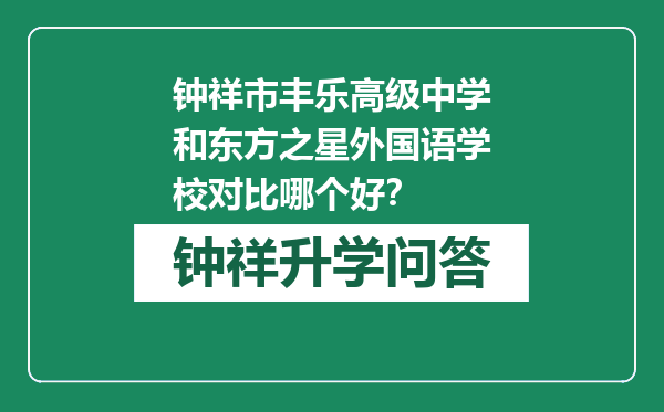 钟祥市丰乐高级中学和东方之星外国语学校对比哪个好？