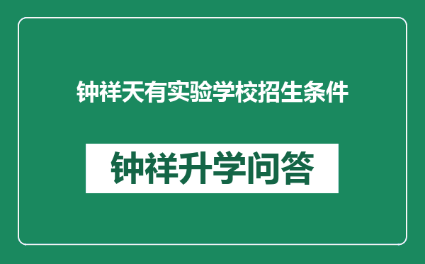 钟祥天有实验学校招生条件