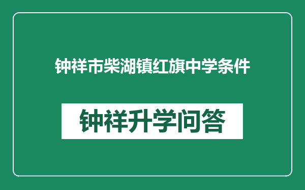 钟祥市柴湖镇红旗中学条件