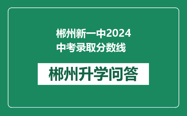 郴州新一中2024中考录取分数线