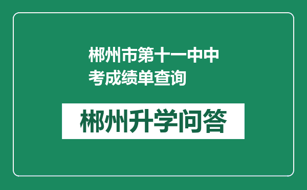 郴州市第十一中中考成绩单查询