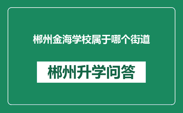 郴州金海学校属于哪个街道