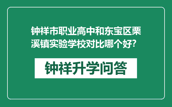 钟祥市职业高中和东宝区栗溪镇实验学校对比哪个好？