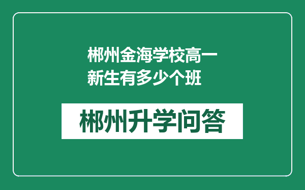 郴州金海学校高一新生有多少个班