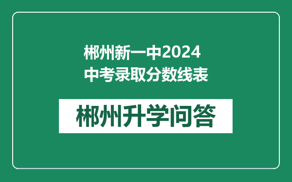 郴州新一中2024中考录取分数线表