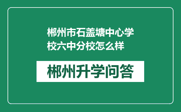 郴州市石盖塘中心学校六中分校怎么样