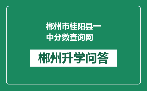 郴州市桂阳县一中分数查询网