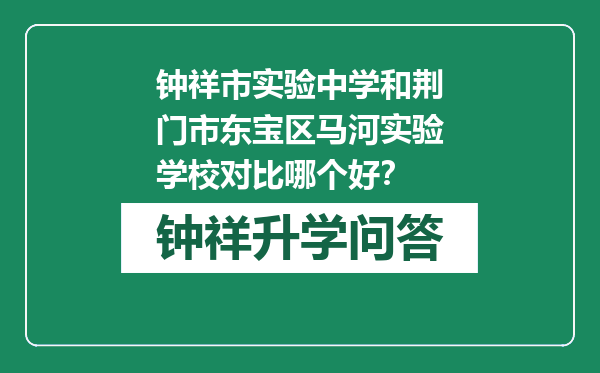 钟祥市实验中学和荆门市东宝区马河实验学校对比哪个好？