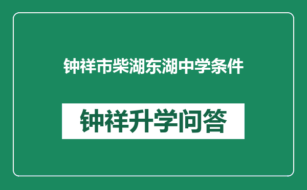 钟祥市柴湖东湖中学条件