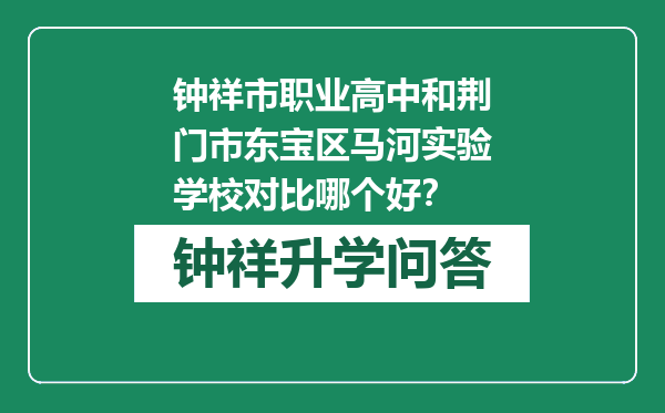 钟祥市职业高中和荆门市东宝区马河实验学校对比哪个好？