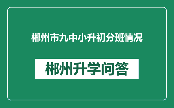 郴州市九中小升初分班情况