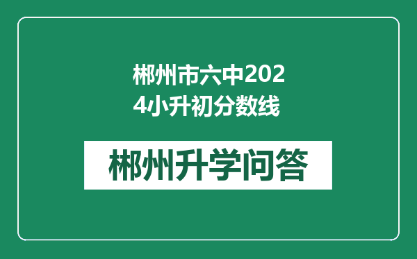 郴州市六中2024小升初分数线