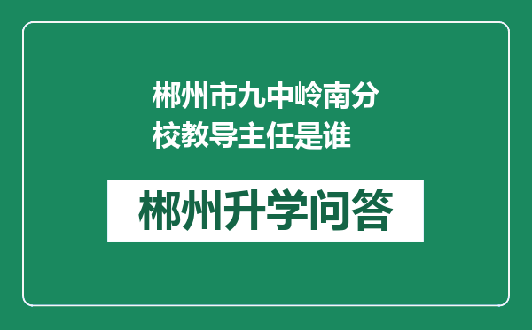 郴州市九中岭南分校教导主任是谁