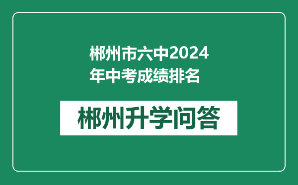 郴州市六中2024年中考成绩排名