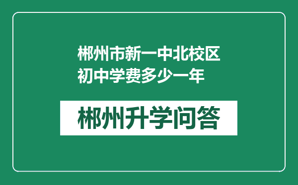 郴州市新一中北校区初中学费多少一年