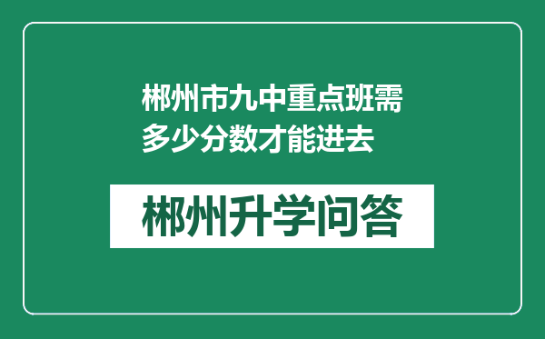 郴州市九中重点班需多少分数才能进去