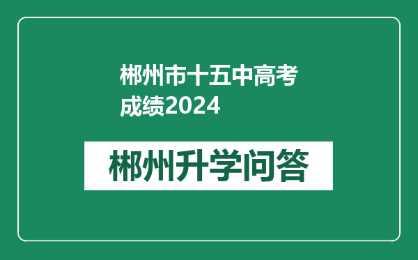 郴州市十五中高考成绩2024