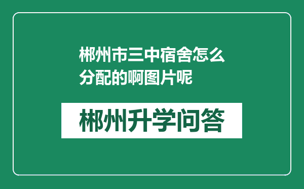 郴州市三中宿舍怎么分配的啊图片呢