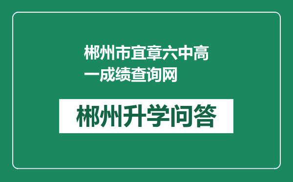 郴州市宜章六中高一成绩查询网