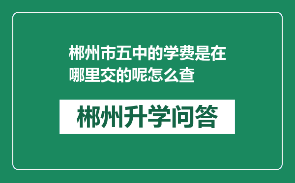 郴州市五中的学费是在哪里交的呢怎么查