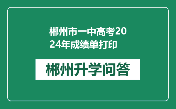 郴州市一中高考2024年成绩单打印