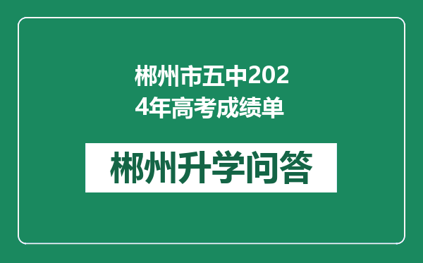 郴州市五中2024年高考成绩单