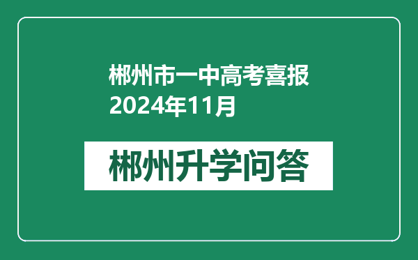 郴州市一中高考喜报2024年11月