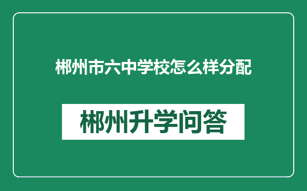 郴州市六中学校怎么样分配