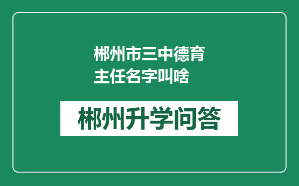 郴州市三中德育主任名字叫啥