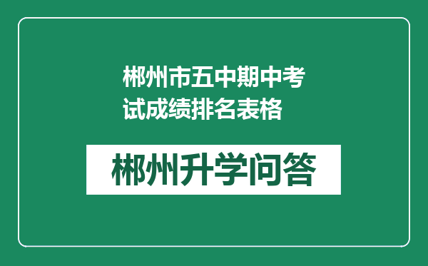 郴州市五中期中考试成绩排名表格