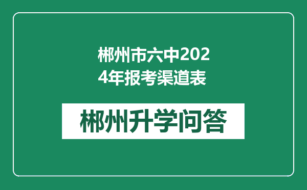 郴州市六中2024年报考渠道表