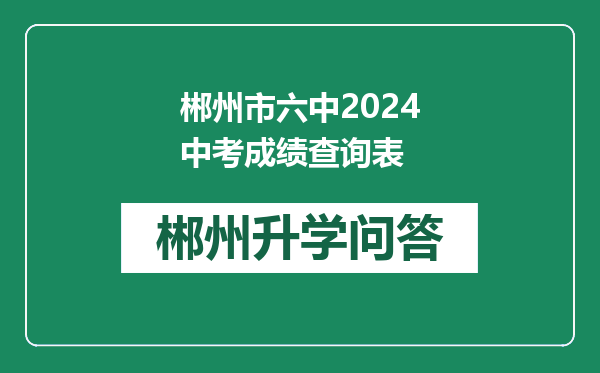 郴州市六中2024中考成绩查询表