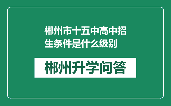 郴州市十五中高中招生条件是什么级别