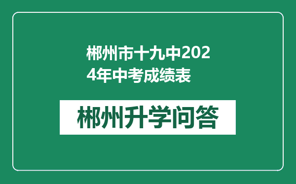 郴州市十九中2024年中考成绩表