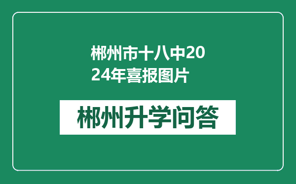 郴州市十八中2024年喜报图片