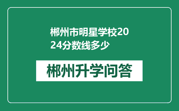 郴州市明星学校2024分数线多少