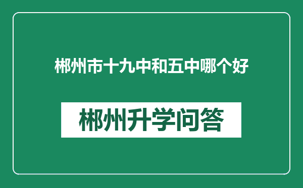 郴州市十九中和五中哪个好